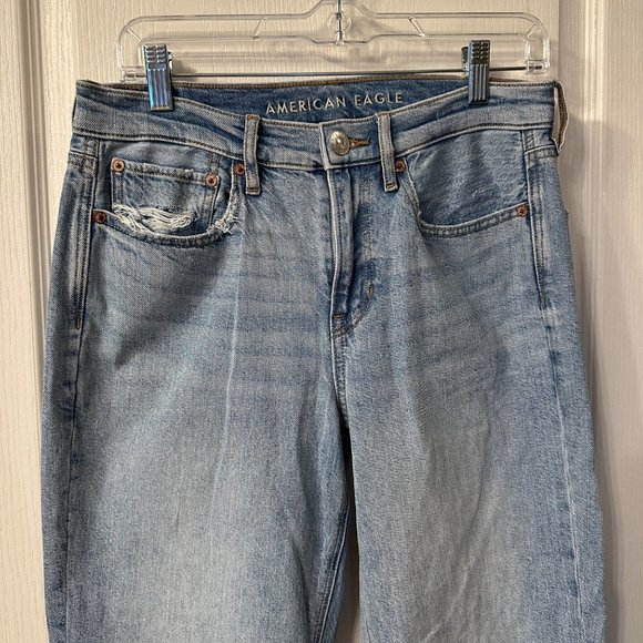American Eagle | 90s Bootcut Light Wash Distressed Denim Jean Womens 6 30 x 31.5 - Picture 6 of 13